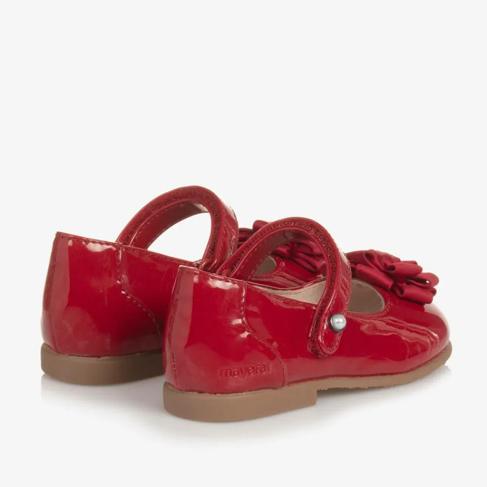 Mayoral Bar Shoes|Bar Shoes*Girls Red Faux Patent Leather Shoes