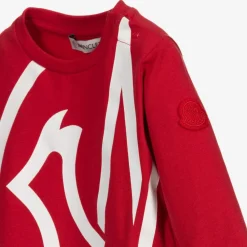 Moncler Enfant Tops*Girls Red Giant Logo Top