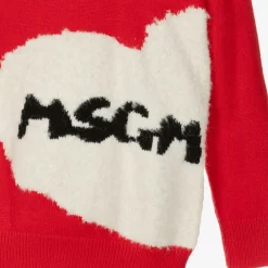 MSGM Tops*Girls Red Heart Sweater
