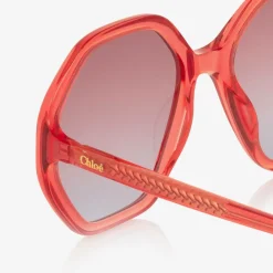 Chloé Clothing Accessories*Girls Red Hexagonal Sunglasses