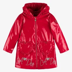 A Dee Coats & Jackets*Girls Red Hooded Raincoat