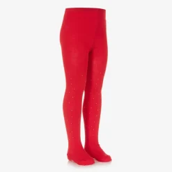 A Dee Tights*Girls Red Knit Diamanté Tights