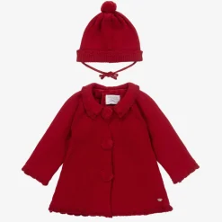 Mayoral Coats & Jackets*Girls Red Knitted Pram Coat & Hat Set