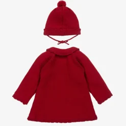 Mayoral Coats & Jackets*Girls Red Knitted Pram Coat & Hat Set