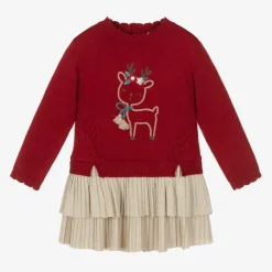 Mayoral Dresses*Girls Red Knitted Reindeer Dress