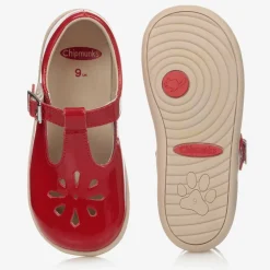 Chipmunks Traditional Shoes*Girls Red Leather T-Bar Shoes