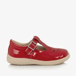 Chipmunks Traditional Shoes*Girls Red Leather T-Bar Shoes