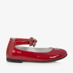 Monnalisa Pumps & Ballerinas|Pumps & Ballerinas*Girls Red Patent Leather Tartan-Bow Pumps