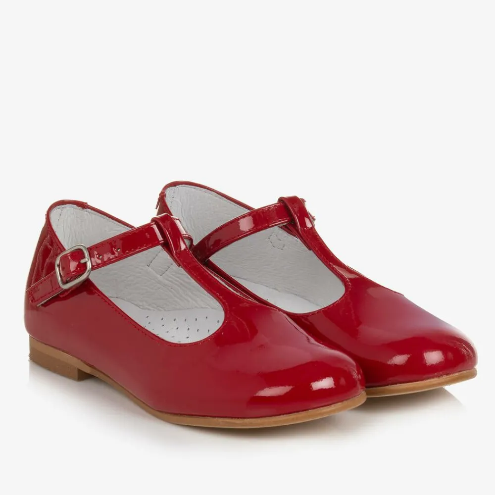 Beatrice amp; George Traditional Shoes|Bar Shoes*Girls Red Patent Leather T-Bar Shoes