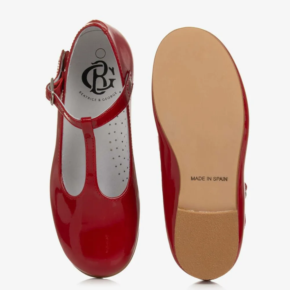 Beatrice amp; George Traditional Shoes|Bar Shoes*Girls Red Patent Leather T-Bar Shoes