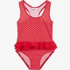 Playshoes Swimwear*Girls Red Polka Dot Swimsuit (UPF50+)