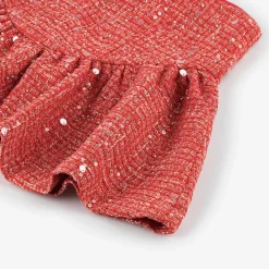Marlo Kids Skirts*Girls Red Sequinned Tweed Skirt