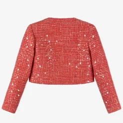 Marlo Kids Coats & Jackets*Girls Red Sequinned Tweed Jacket