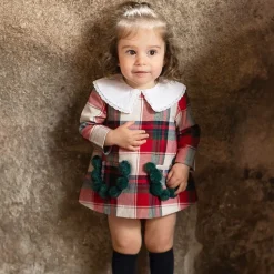 Foque Dresses*Girls Red Tartan Cotton Dress