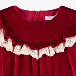 Foque Dresses*Girls Red Velour Dress
