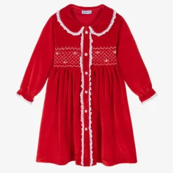 Mini Lunn Towels & Robes|Nightwear*Girls Red Velour Smocked Dressing Gown