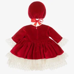 Andreeatex Dresses*Girls Red Velvet Dress & Hat Set