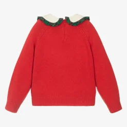 MC2 Saint Barth Tops*Girls Red Wool & Cashmere Peanuts© Sweater