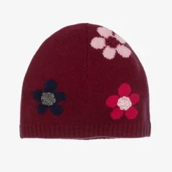 Il Gufo Hats*Girls Red Wool Flower Beanie Hat