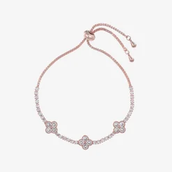 David Charles Jewellery*Girls Rose Gold & Diamanté Clover Bracelet