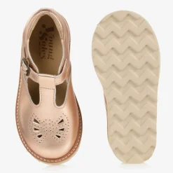 Young Soles Bar Shoes|Bar Shoes*Girls Rose Gold Leather Shoes