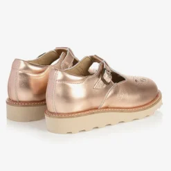 Young Soles Bar Shoes|Bar Shoes*Girls Rose Gold Leather Shoes