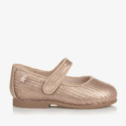 Mayoral Bar Shoes|Bar Shoes*Girls Rose Gold Sequinned Velcro Shoes