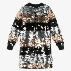 Sonia Rykiel Paris Dresses*Girls Silver & Black Striped Sequin Dress