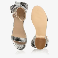 Angels Face Wedges & Heels|Wedges & Heels*Girls Silver Bow Heeled Sandal
