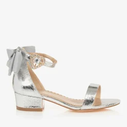 Angels Face Wedges & Heels|Wedges & Heels*Girls Silver Bow Heeled Sandal