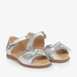 Age of Innocence Sandals|Sandals*Girls Silver Bow Leather Sandals