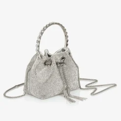 David Charles Bags*Girls Silver Diamanté Bucket Bag (15cm)
