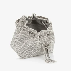 David Charles Bags*Girls Silver Diamanté Bucket Bag (15cm)