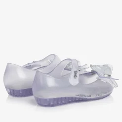Mini Melissa Jelly Shoes|Jelly Shoes*Girls Silver Glitter Butterfly Jelly Shoes