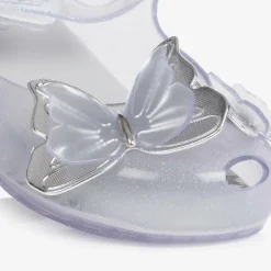 Mini Melissa Jelly Shoes|Jelly Shoes*Girls Silver Glitter Butterfly Jelly Shoes