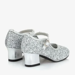 Souza Wedges & Heels|Wedges & Heels*Girls Silver Glitter Heeled Shoes