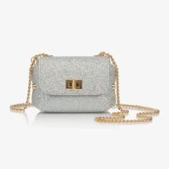 Zaccone Bags*Girls Silver Glitter Leather Bag (12cm)