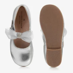 Childrens Classics Bar Shoes*Girls Silver Leather Shoes