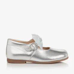 Childrens Classics Bar Shoes*Girls Silver Leather Shoes