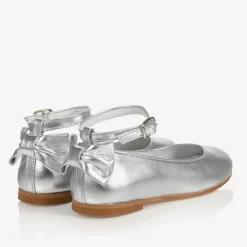 Childrens Classics Bar Shoes*Girls Silver Leather Shoes
