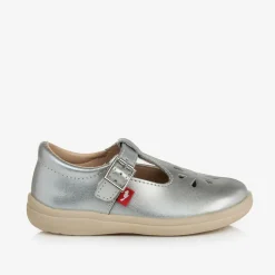Chipmunks Traditional Shoes*Girls Silver Leather T-Bar Shoes