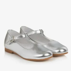 Beatrice amp; George Traditional Shoes|Bar Shoes*Girls Silver Leather T-Bar Shoes