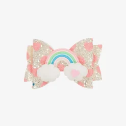 Bowtique London Hair Accessories*Girls Silver Rainbow Bow Hair Clip (8cm)