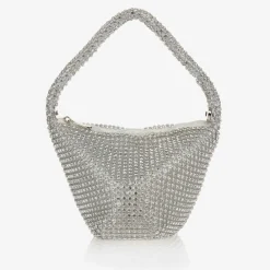 David Charles Bags*Girls Silver Rhinestone Handbag (15cm)