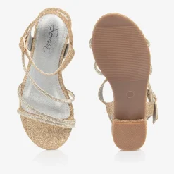 Sevva Sandals|Sandals*Girls Sparkly Gold Diamanté Sandals