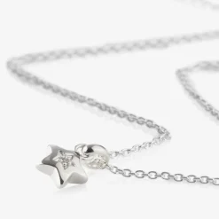 Little Star Jewellery*Girls Sterling Silver Diamond Star Necklace (38cm)