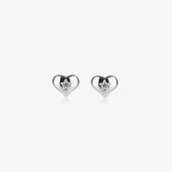 Little Star Jewellery|Jewellery*Girls Sterling Silver Diamond Heart Earrings