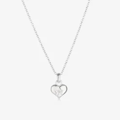 Little Star Jewellery*Girls Sterling Silver Diamond Heart Necklace (38cm)