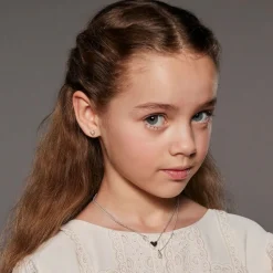 Little Star Jewellery*Girls Sterling Silver Diamond Heart Necklace (38cm)