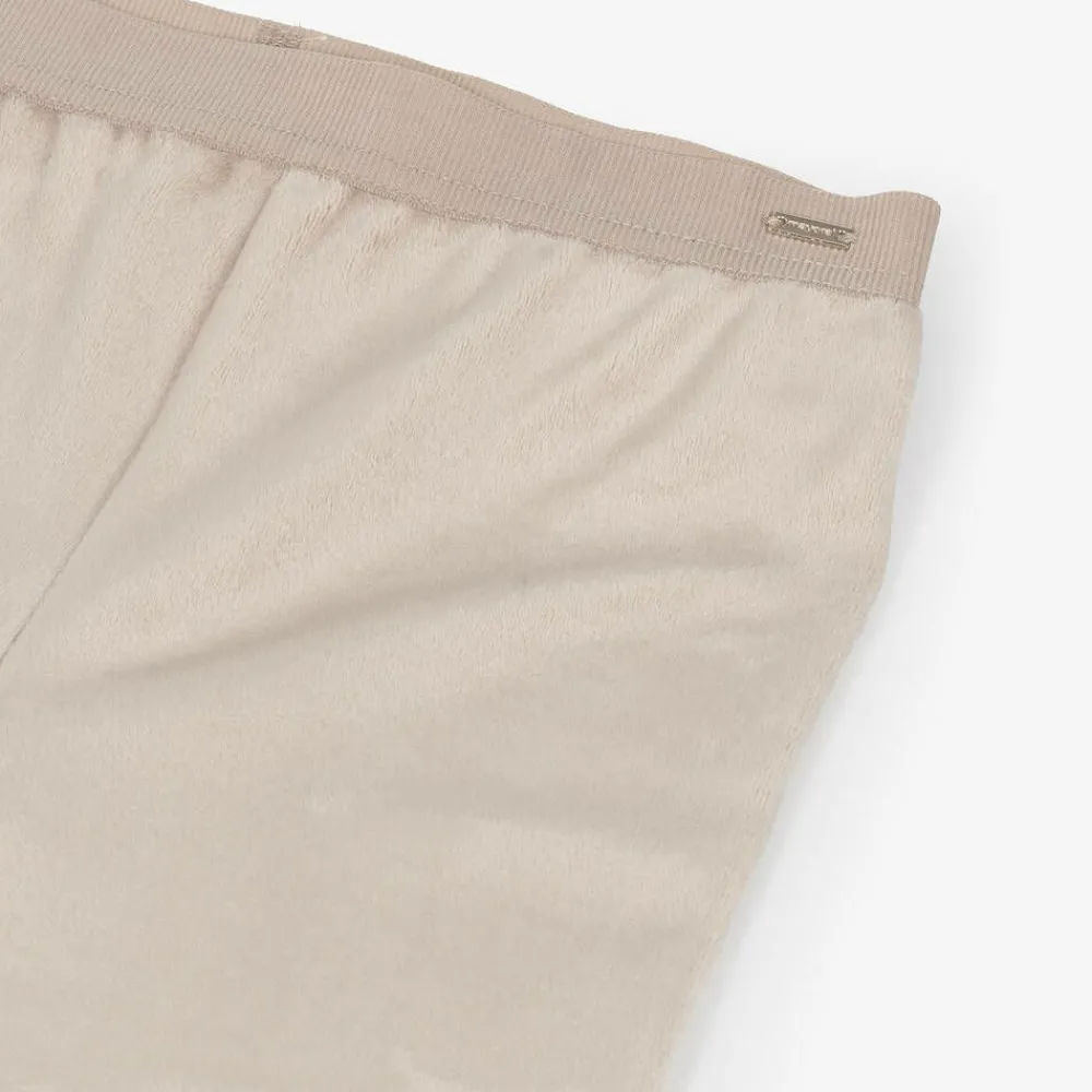 Mayoral Leggings*Girls Taupe Beige Velour Leggings